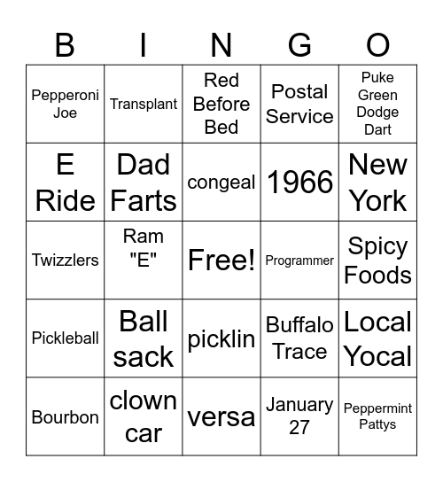 Father's Day Bingo Card