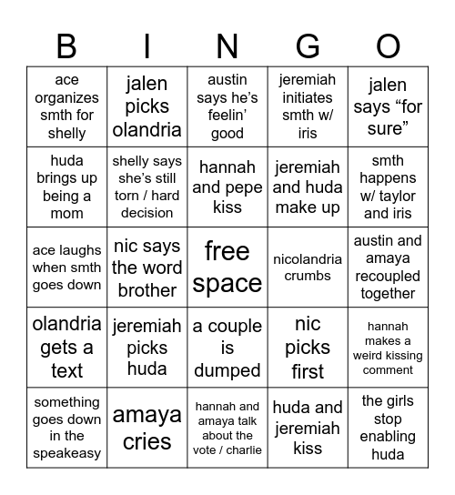 bye bye huda 🤞🙏 Bingo Card