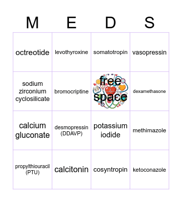 Thyroid & Pituitary Bingo Card