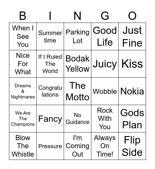 Soul Bingo Card