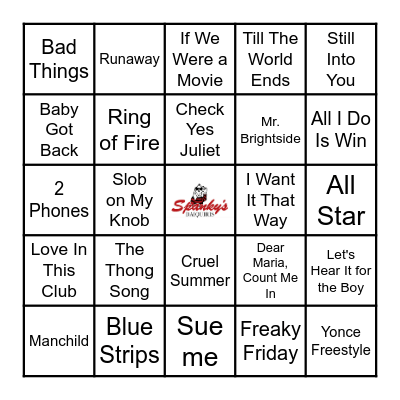 Spanky's Music Bingo 6/17/25 Bingo Card