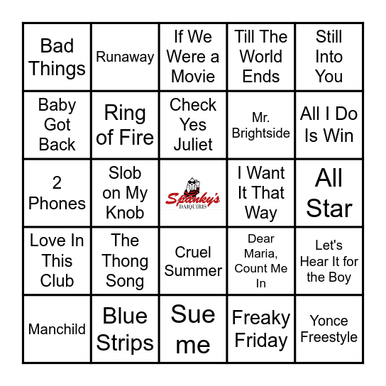 Spanky's Music Bingo 6/17/25 Bingo Card