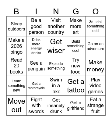 Mega's 2025 bingo Card