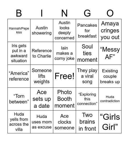 💗🌴 Love Island Episode 14🌴💗 Bingo Card