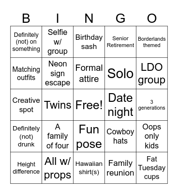 Guest Photo Bingo Card