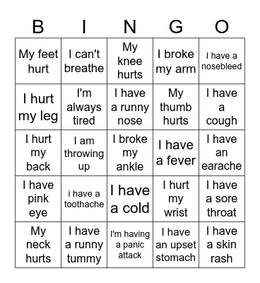 Teen health issues Bingo Card