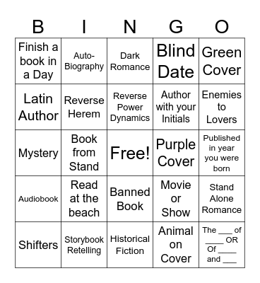 Summer Reading Bingo Card