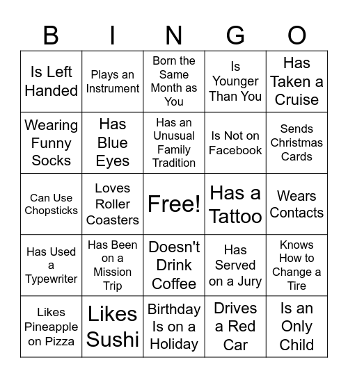 ICEBREAKER BINGO Card