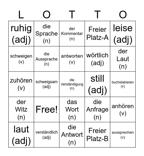 3.1 General - Allgemeines Bingo Card