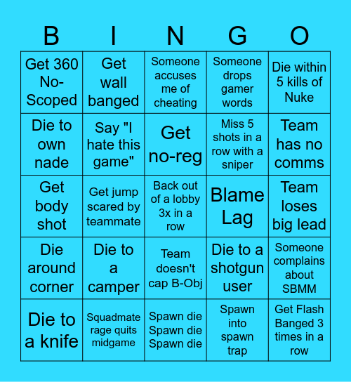 Call of Duty Bingo Card Bingo Card