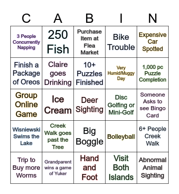 St. Germain Bingo Card