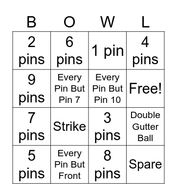 BOWL! Bingo Card