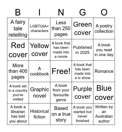Book Bingo Card