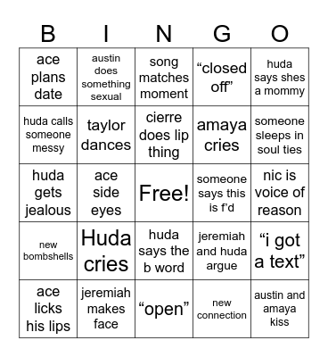 love island bingo Card