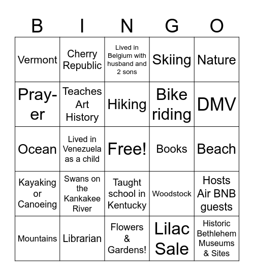 Garden Luncheon Bingo Card
