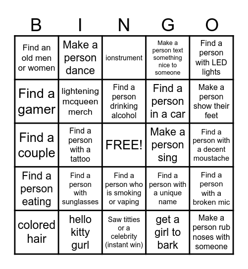 Omegle Bingo Card