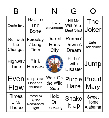 American Rock Bingo Card