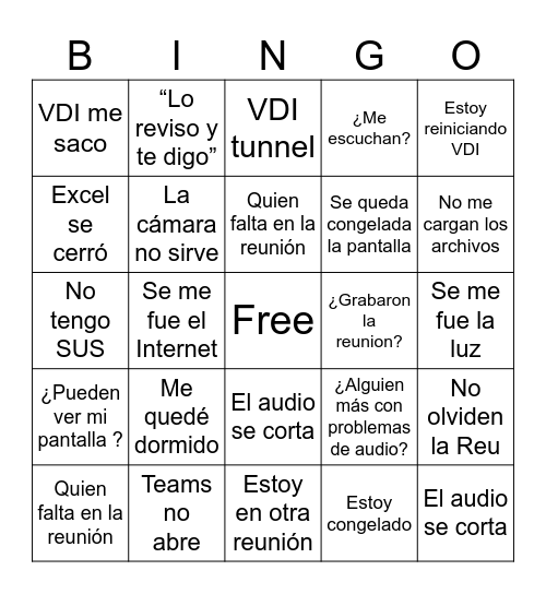 Quien sobrevive al Home Office Bingo Card