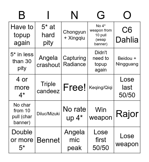 ANGELA C6 SKIRK BINGO Card