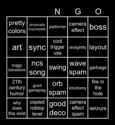 gd recent tab Bingo Card