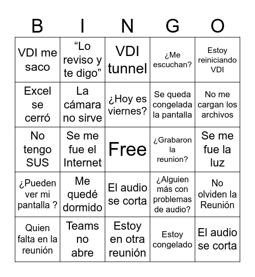 Quien sobrevive al Home Office Bingo Card