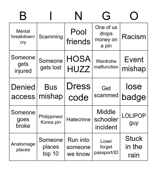 ILC BINGO!! Bingo Card