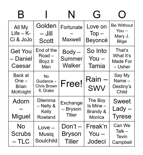 R&Bingo Card