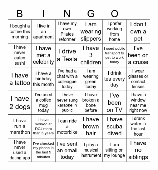 Forum Fun Bingo Card