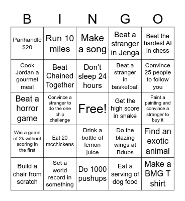24 hour stream Bingo Card