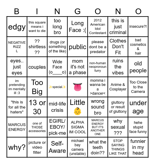TIKTOK CRINGO Bingo Card