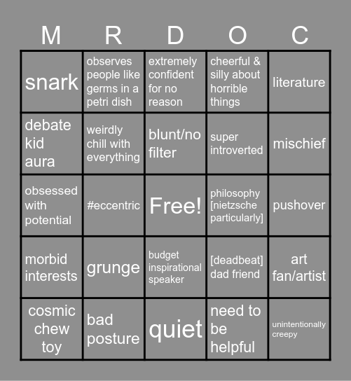 murdoc kinnie bingo Card
