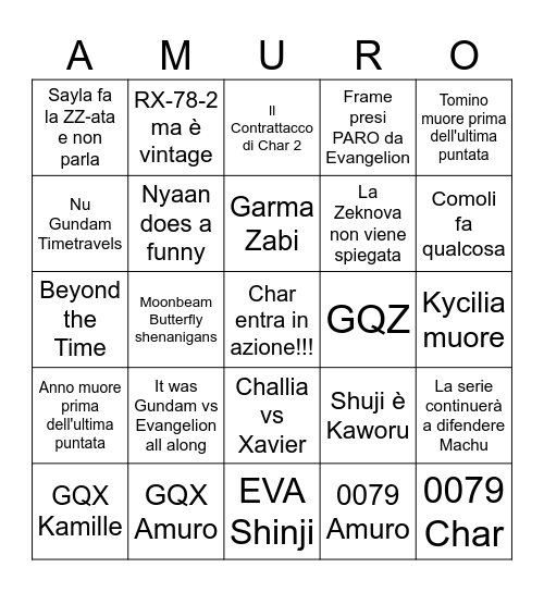 GQX finisce! E meno male! Bingo Card