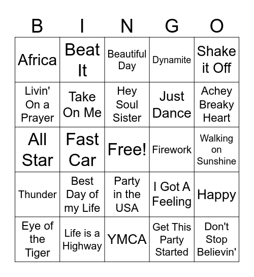 APL Music Bingo 1 Bingo Card