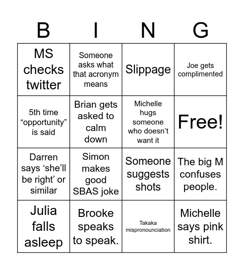 SPO BINGO! Bingo Card