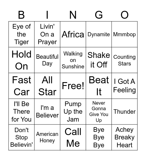 APL Music Bingo 1 Bingo Card