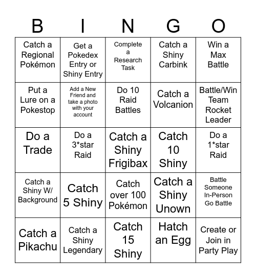 Pokemon Go Global Go Fest 2025 Bingo Card