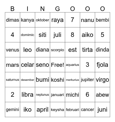 Untitled Bingo Card