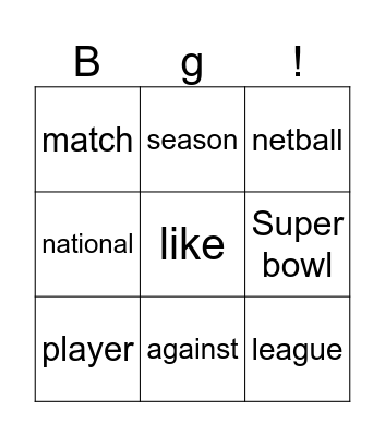 Bingo! Bingo Card
