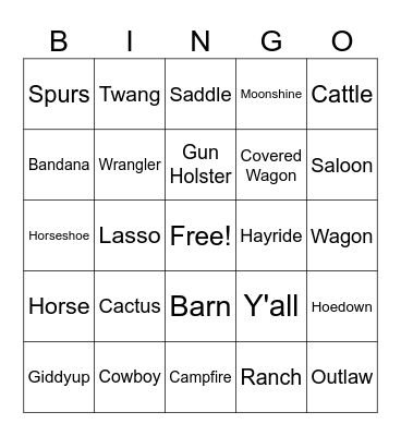 Q. Western Bingo Card