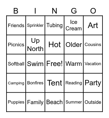 Last Day Of School Bingo Card