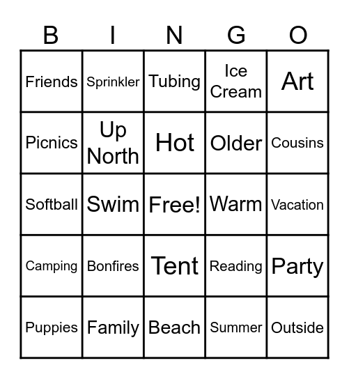 Last Day Of School Bingo Card