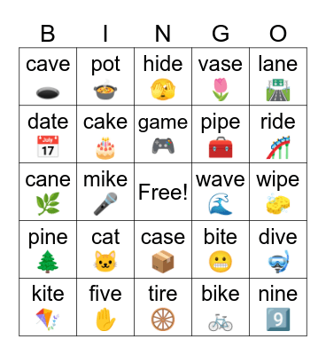Phonics 3 L4 Long I pt 2 Bingo Card