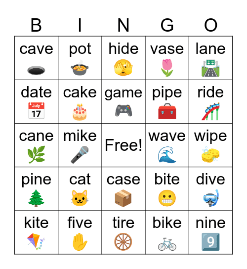 Phonics 3 L4 Long I pt 2 Bingo Card