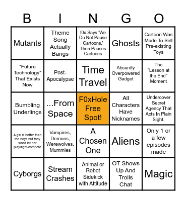f0xToons Bingo Card