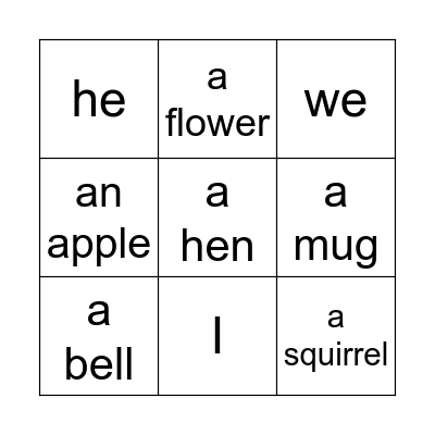 VOCABULARY REVISION Bingo Card