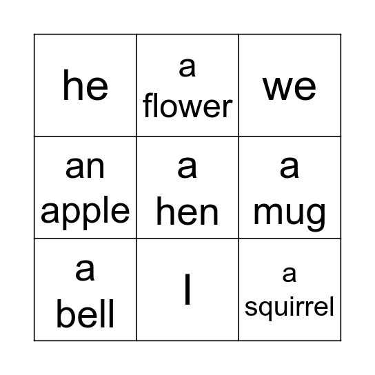 VOCABULARY REVISION Bingo Card