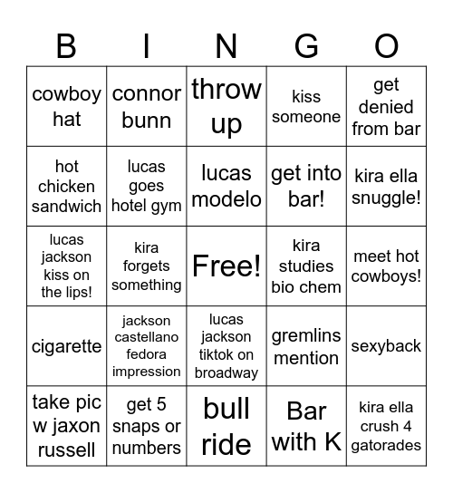 nashville Bingo Card