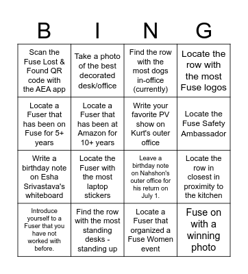 Fuse Doppler Neighborhood Bingo Card