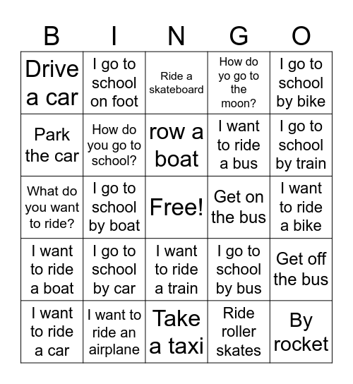 How do you go to school? Bingo Card