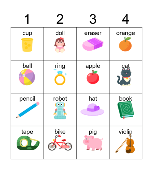 3rd - Lesson 6 - Bingo Card